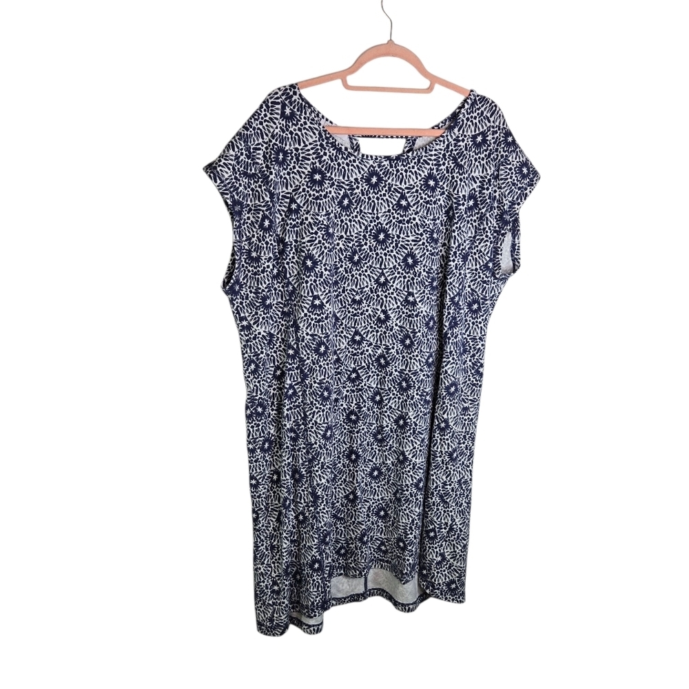 T By Talbots Blue Print Cotton Terry Dress